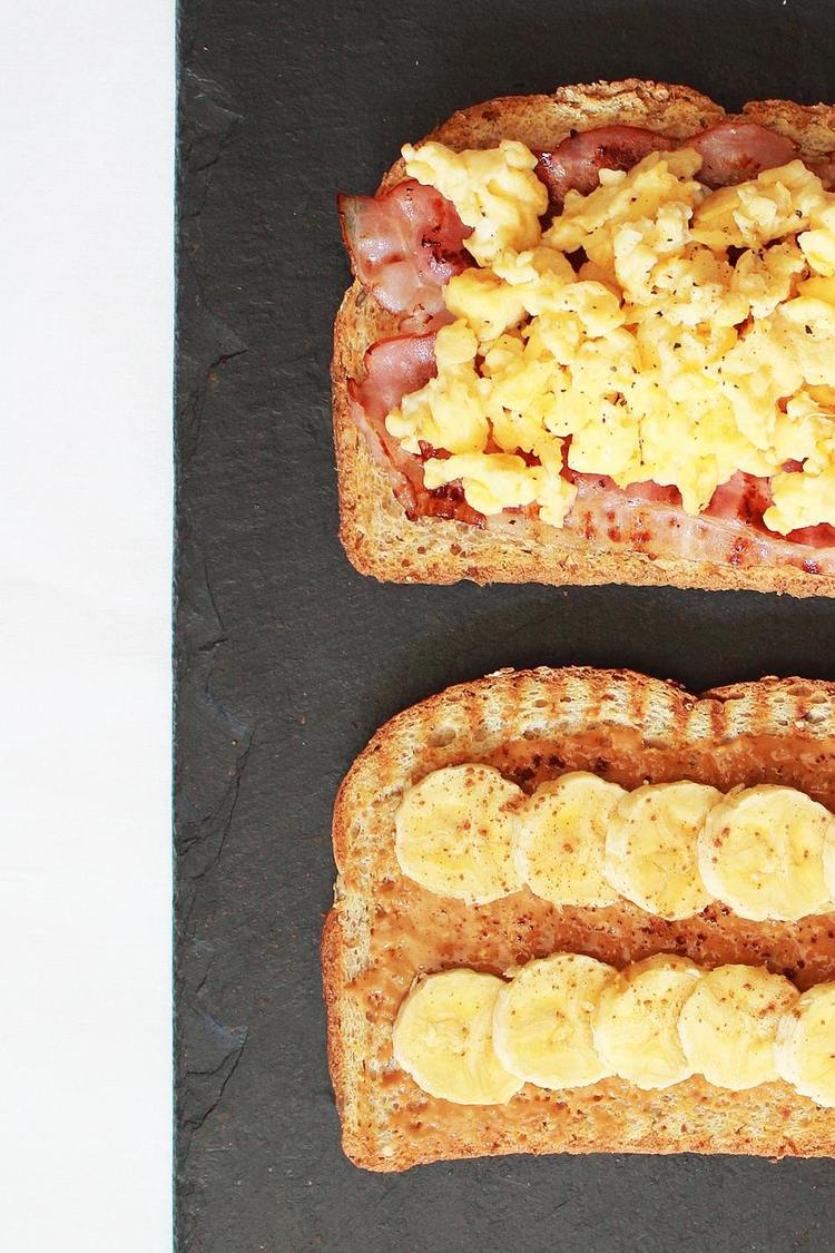Scrambled Egg Sandwich with Ham and Bananas Recipe