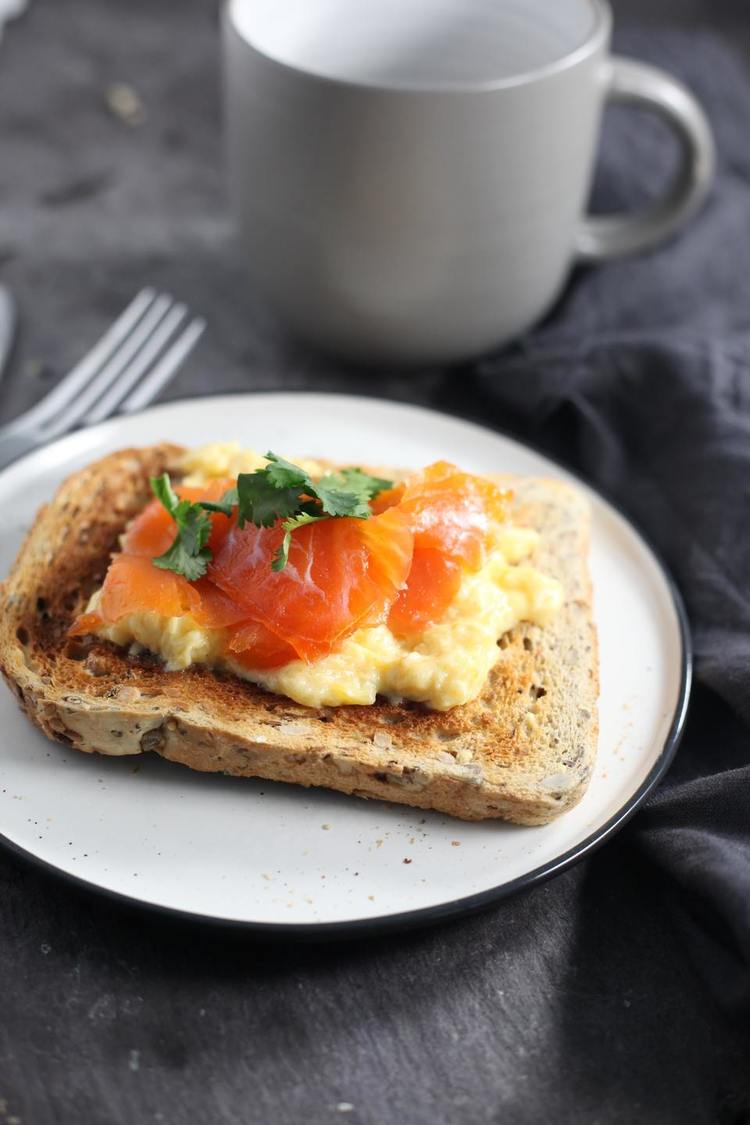 Scrambled Eggs with Smoked Salmon on Toast