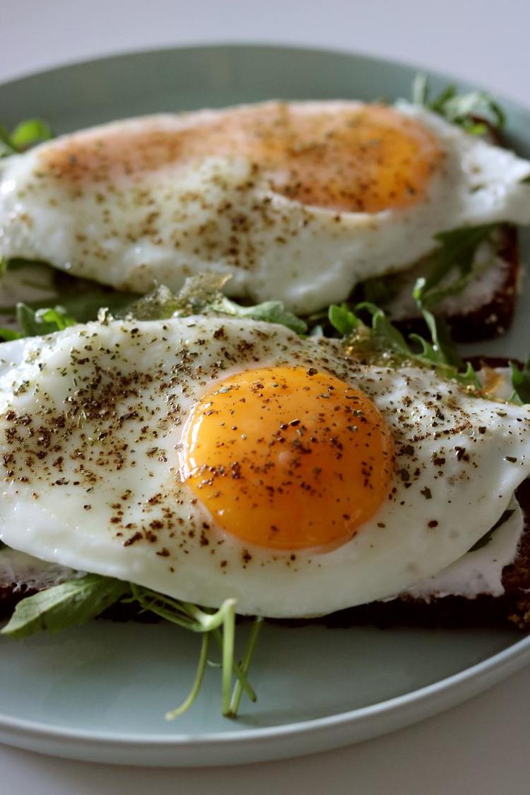 Open Faced Egg Sandwich with Sunny Side Up Eggs - Egg Recipe