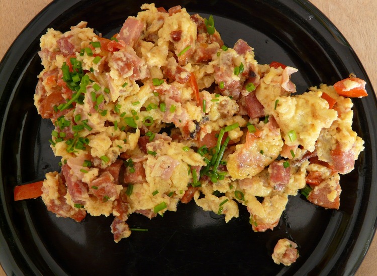 Eggs Recipe - Scrambled Eggs with Ham and Chives