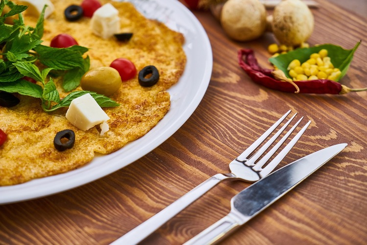 Omelette Crepe with Olives, Cheese and Tomatoes - Omelette Recipe