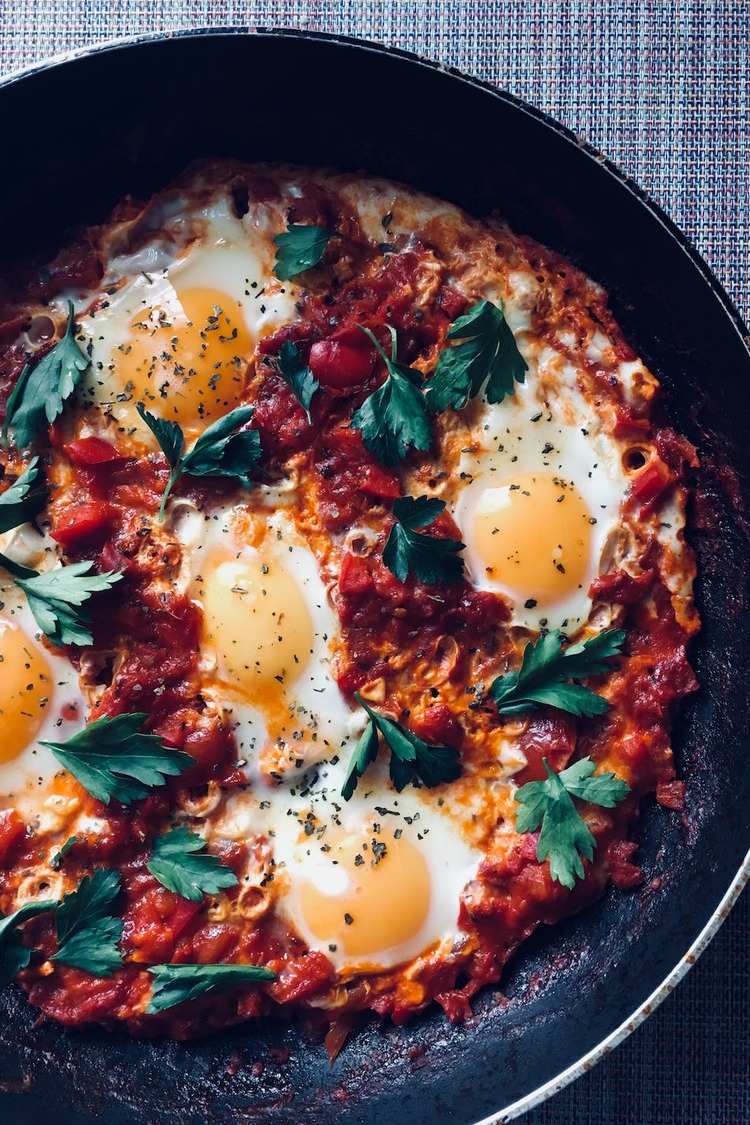 Shakshuka Breakfast with Eggs and Tomatoes - Egg Recipe